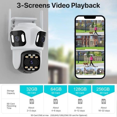 Камера безопасности наружная IP камера 3 объектива