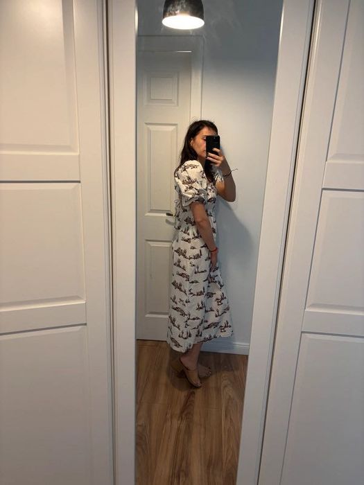 Rochie din bumbac imprimată Mango