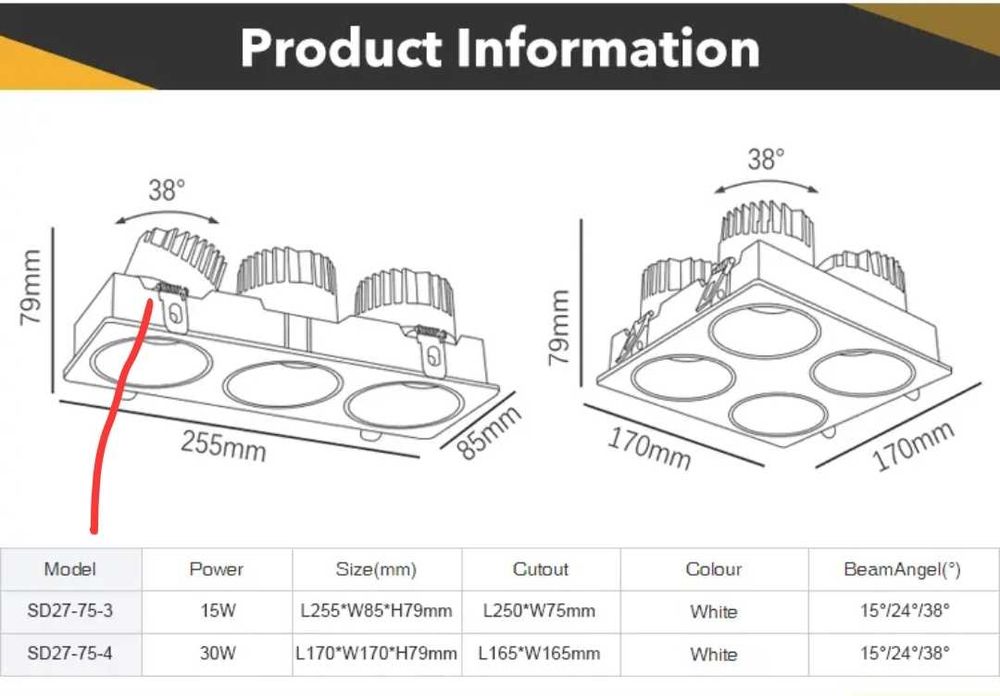 4x10W LED светлина - алуминиева квадратна