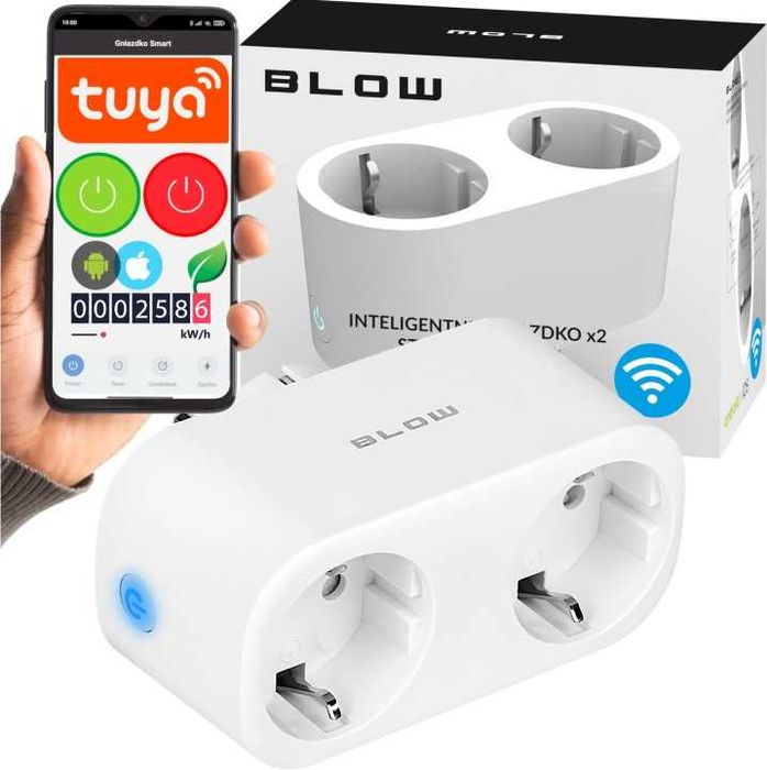 Двоен Смарт WiFi Контакт Tuya 16A – Независим Контрол и Електромер