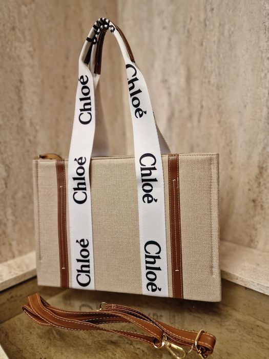 НОВО  Промоция ! Дамска чанта Chloè Woody Tote Linen
