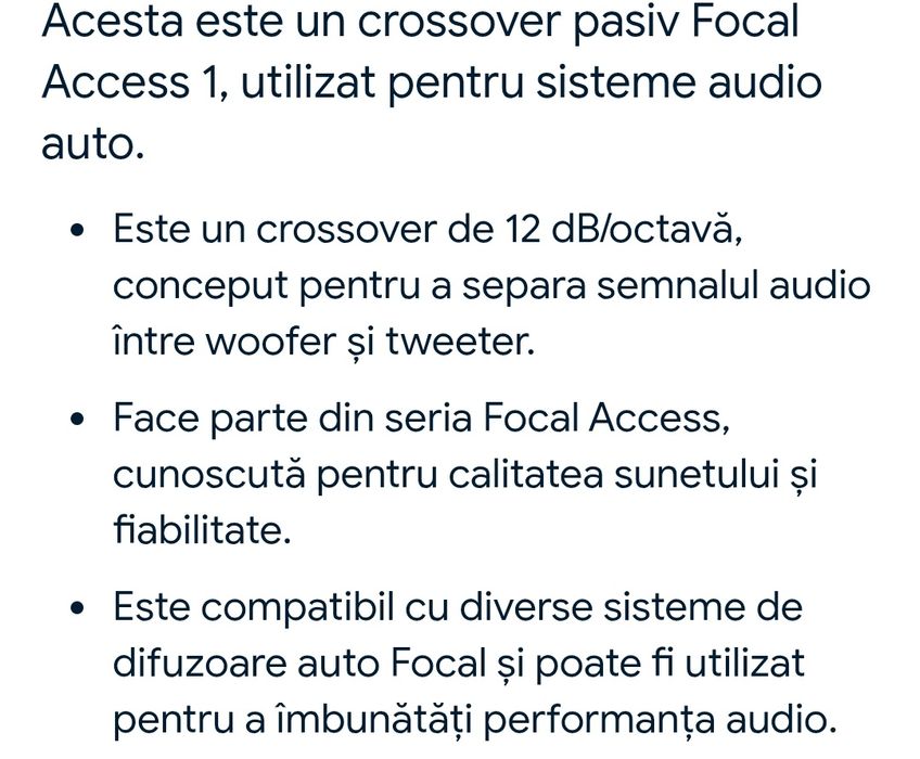 Filtre audio FOCAL crossover  acces 1