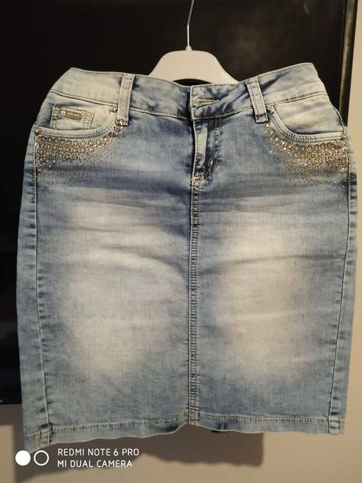 Юбка джинсовая со стразами,Турция
