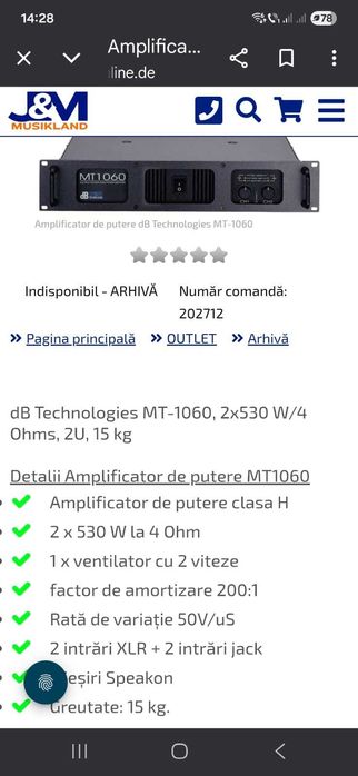 Amplificator de putere Db Technologies MT 1060