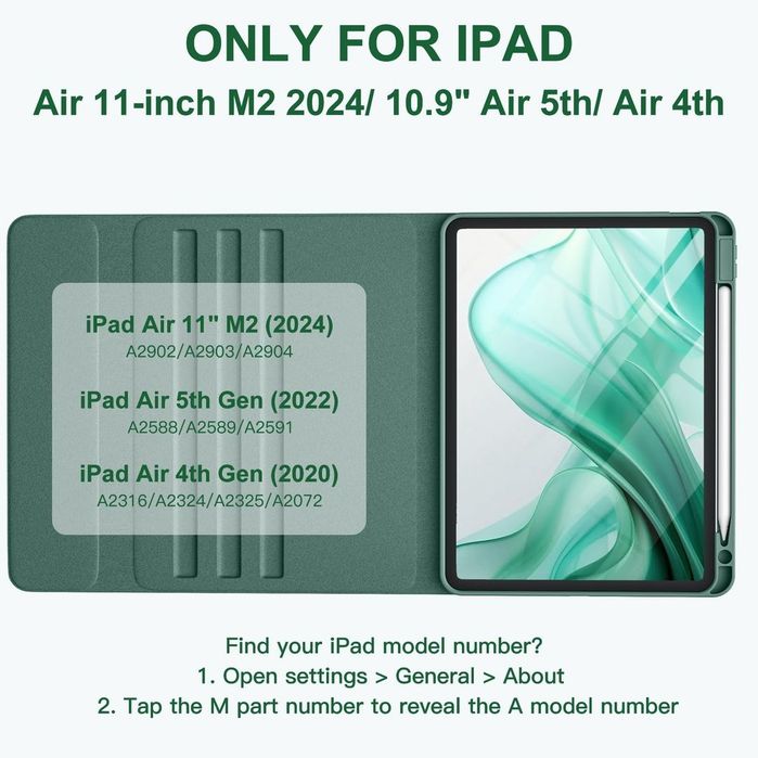 Husă iPad Air 10.9/11 cu tastatură wireless iluminată verde