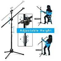 Професионална Стойка за Микрофон в комплект с два държача, регулеруема