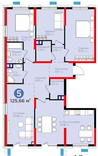 Роскошная 5-ком 125,6 м² 1 этаж| Яшнабад | Ипотека | 2 кв.2026 (XS)