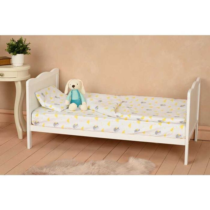 Patut pentru bebe din lemn, cu sina speciala pentru dentitie