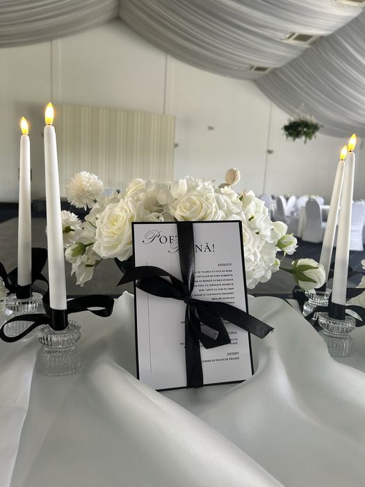 Vand decor de nunta in modern alb/negru