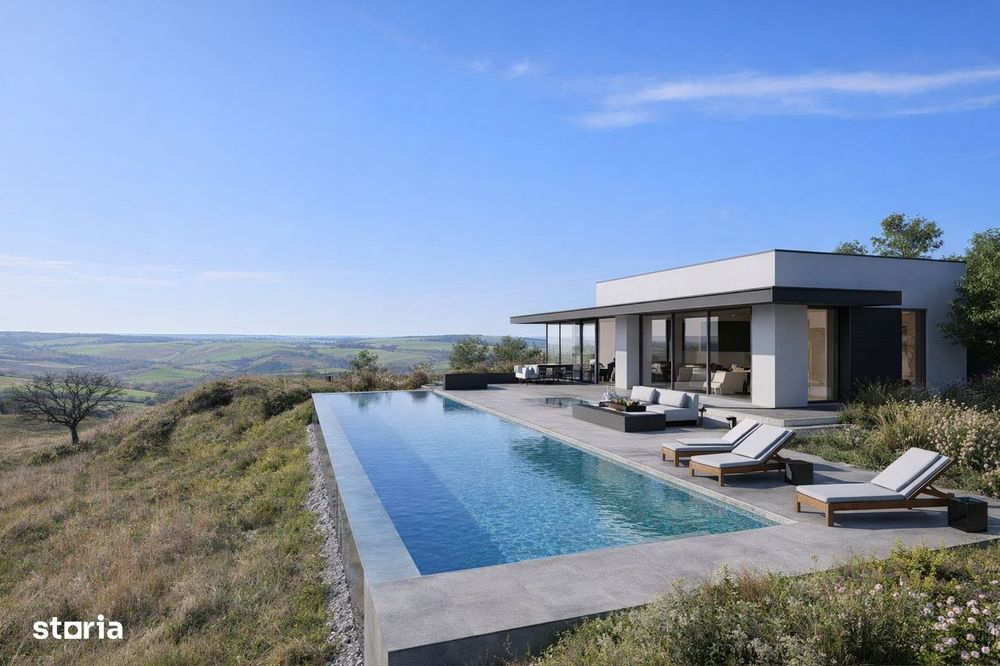 Teren intravilan panoramic langa Oradea – vilă premium / infinity pool