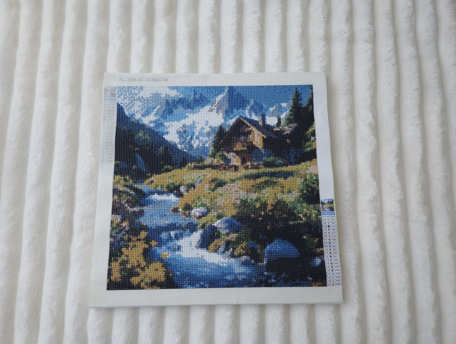 Диамантен гоблен планински пейзаж  готов за поставяне  в рамка