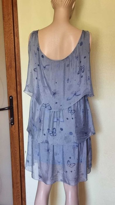Rochie bleu, matase naturala 100%, marimea M