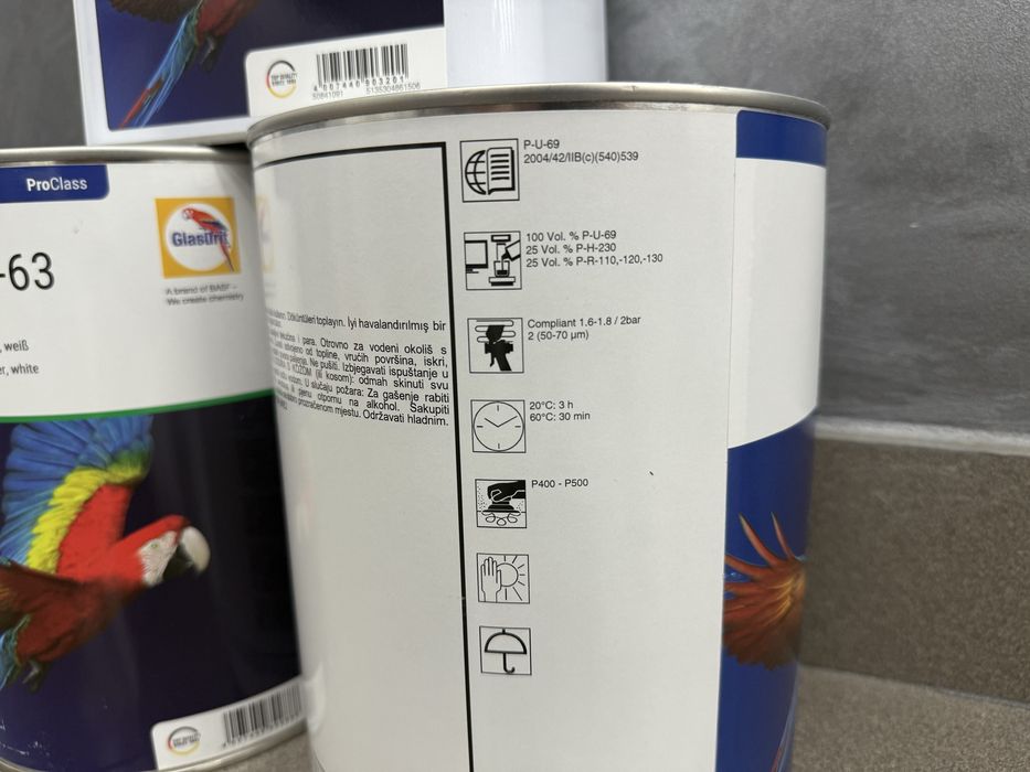 Set filler grund Glasurit 4 litri alb negru
