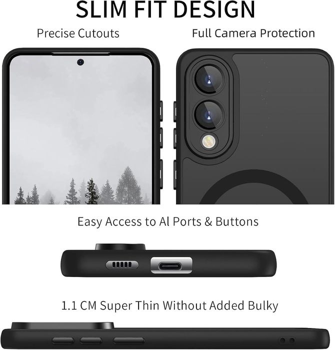 Матов magsafe кейс за samsung galaxy s25 edge - черен