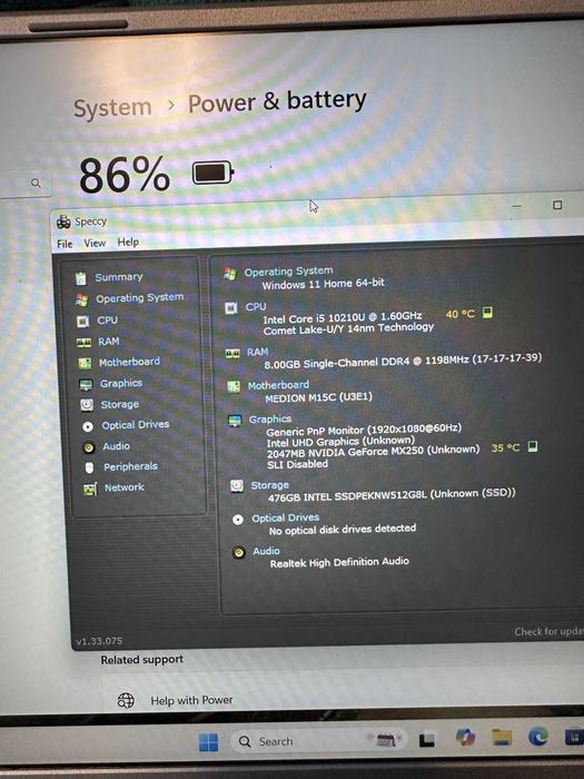 Laptop Intel Core i5 10210u - video Nvidia MX250 2GB DDR5 - SSD500GB