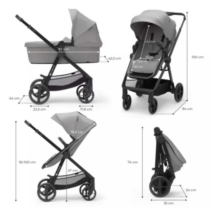 Carucior 3 in 1 Newly, Light Grey, Kinderkraft
