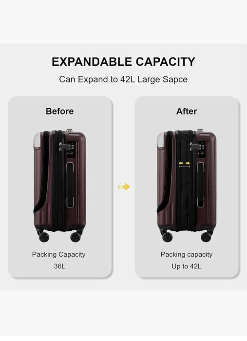 Troler LEVEL8 Grace 20” Carry-On – Roșu/Bordeaux – Nou