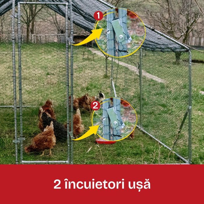 Țarc găini Rico 2x2 m din oțel și plasă rabitz, 31 kg