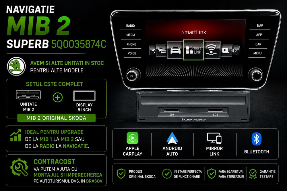 Navigatie MIB 2 SKODA SUPERB OCTAVIA Kodiaq Karoq 5Q0035874C