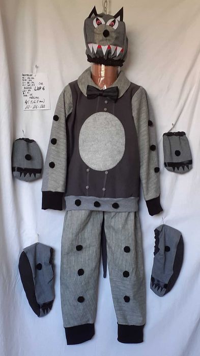 Costum Lup pentru copii 6-7-8-9 ani ,175 lei