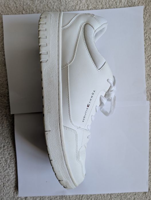 Sneakers Tommy Hilfiger, piele, albi, marimea 48