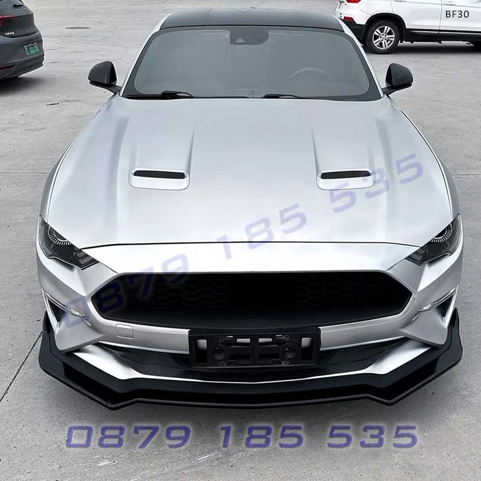 Преден лип спойлер за Ford Mustang MK6.5 2018-2023, черен гланц – BF30 форд мустанг тунинг добавка предна броня