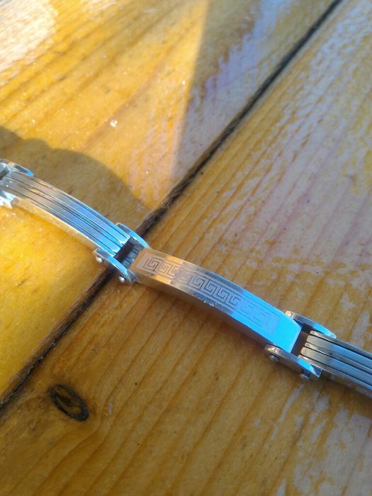 Bratara inox masiv barbati, grea, motive grecesti, lucratura deosebita