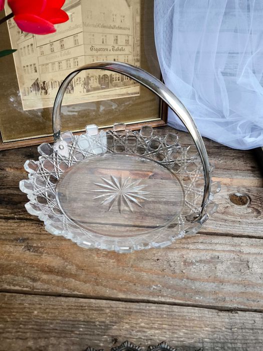 Антикварен комплект кристал и сребро