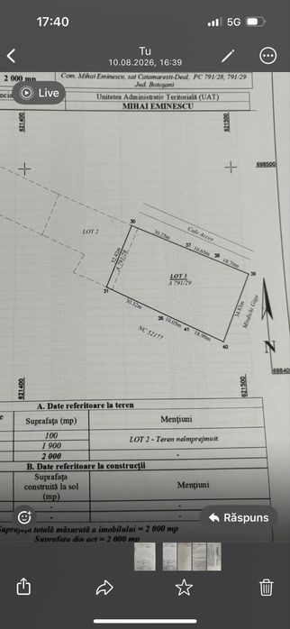 Teren intravilan in Catamarasti Deal