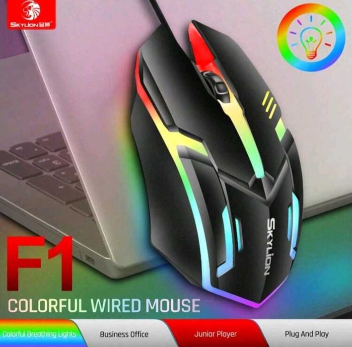 Mouse cu 3 taste cu fir Iluminare colorată pentru jocuri