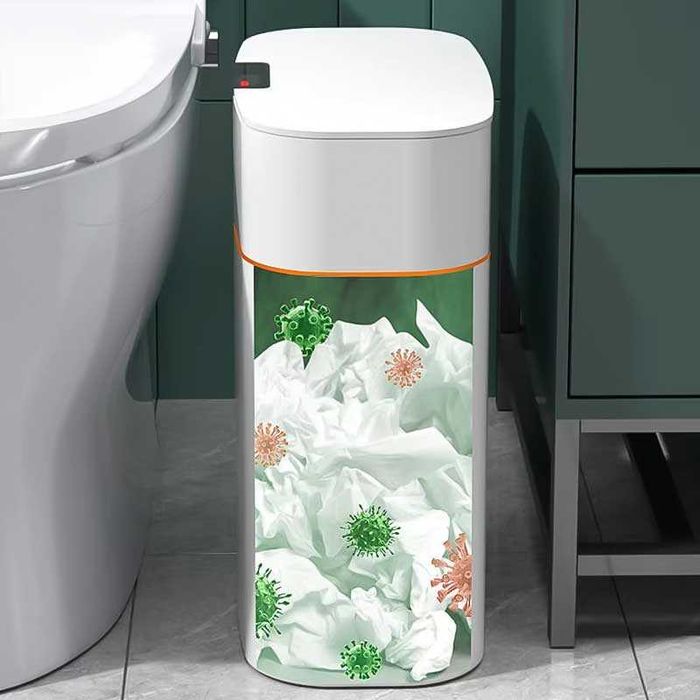 Автоматичен кош за боклук с капак и сензор, 13 л, с включени батерии