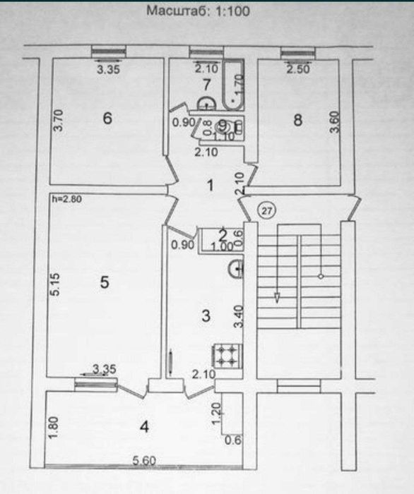 Продается квартира в Яшнабадском районе Авиасозлар 3-х ком 70м2 3-этаж