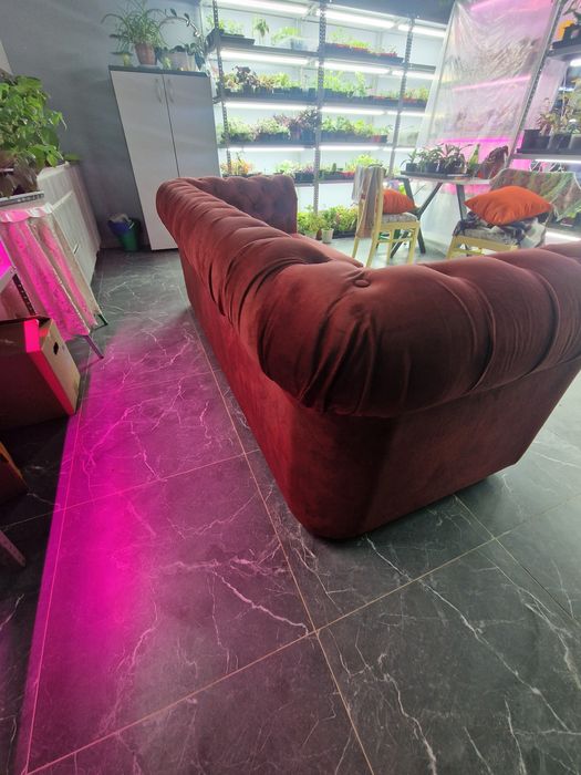 Диван бархатный красный