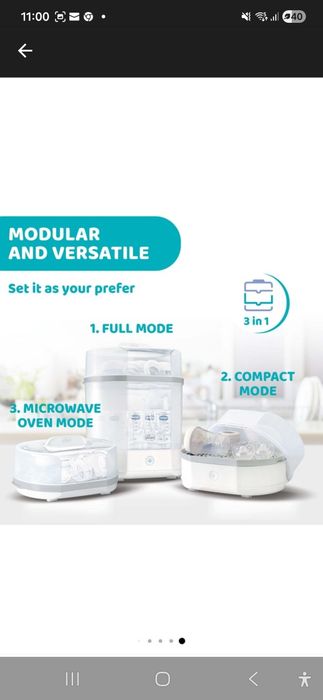 Sterilizator electric cu aburi 3 in 1 Chicco Steril Natural