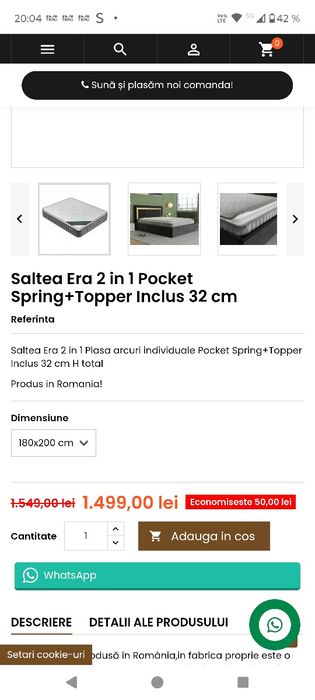 Saltea cu topper 180/200