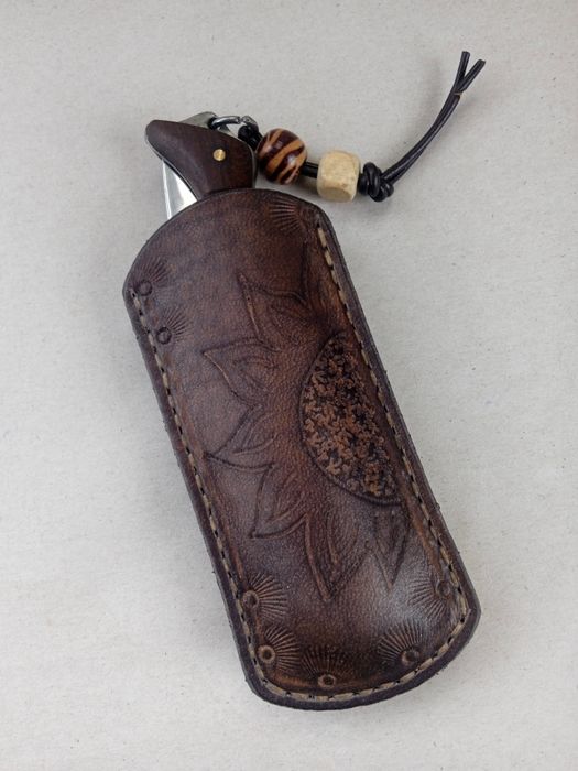 Калъф за джобно ножче от естествена кожа  ръчна изработка 
Стъпка прои