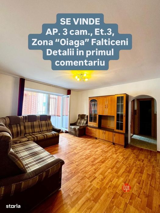 SE VINDE Apartament cu 3 camere semidecomandat, Etaj 3, Falticeni, SV — fotografia 1