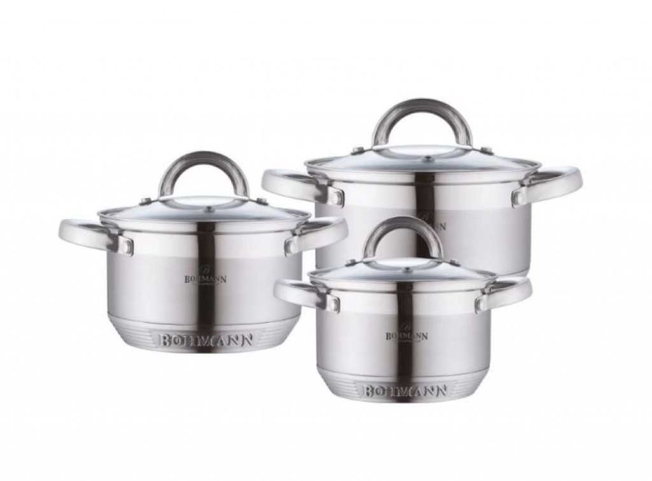 Комплект тенджери Bohmann, 16/18/20см. 2.1/2.9/3.9л., Неръжд. стомана