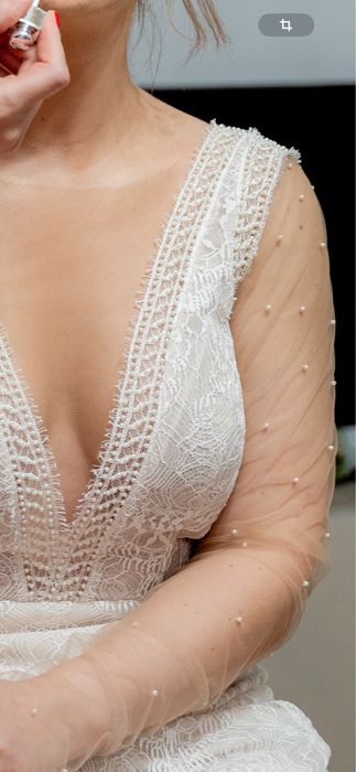 Rochie de mireasa din dantela cu trena detasabila/ DIVINE Atelier/ M