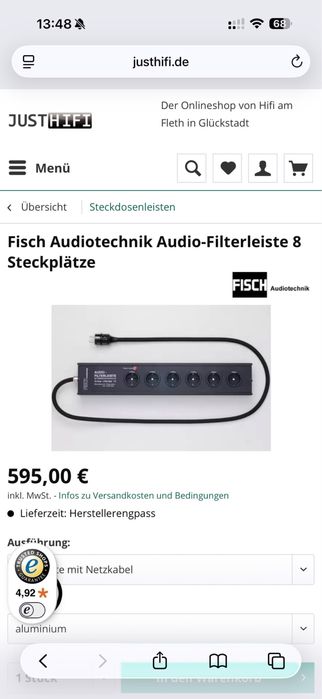 Filtru audio Fisch Audiotechnik high end hifi AC Germany priza