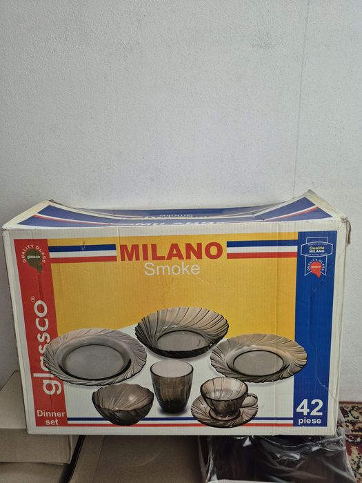Set masa Milano smoke - 42 piese, sticla eleganta