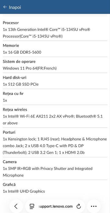 Laptop Lenovo ThinkPad T14 Gen 4 i5 Gen 13 16GB 512 SSD WIN 11 PRO