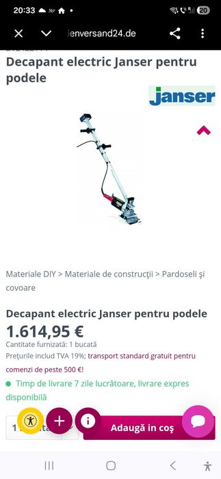 Masina Profesionala Decopertat Pardoseli JANSEN, an 2022