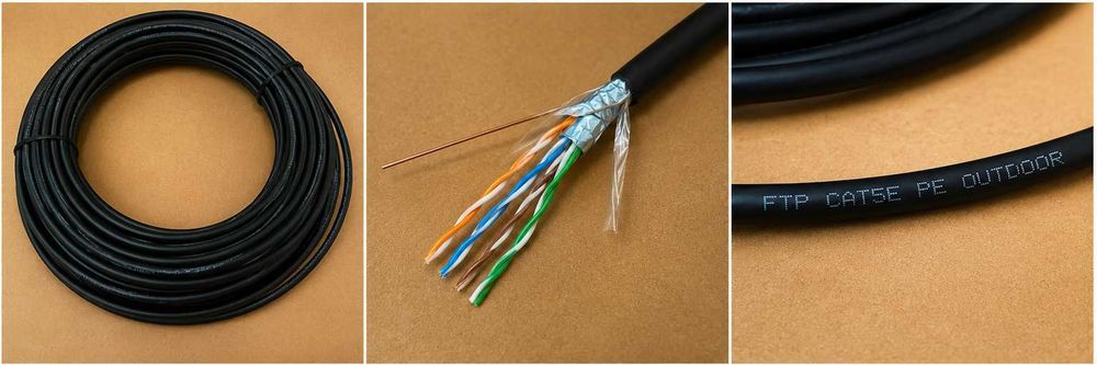 Cablu FTP CAT5e exterior/interior – Cupru Solid 24AWG – PE – ecranat