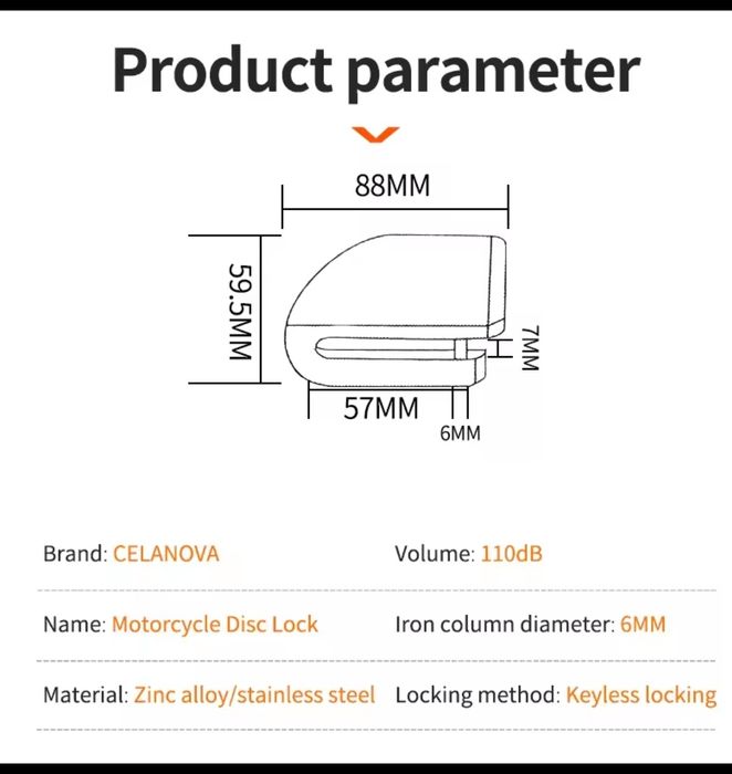 Încuietoare Antifurt pentru Motociclete/Biciclete cu Alarmă - Protecți