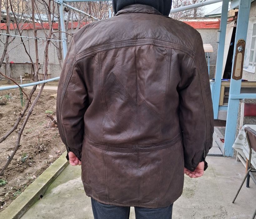 Куртка кожаная, удлинённая, утеплённая