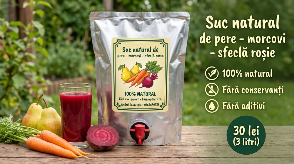 Suc natural de mere, mere-pere, pere-morcovi-scecla rosie