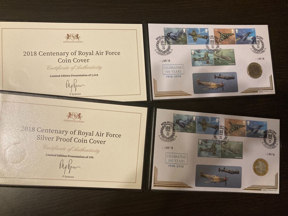 Ser timbre si moneda aniversara 2018 Centenary of Royal Air Force Coin Cover
