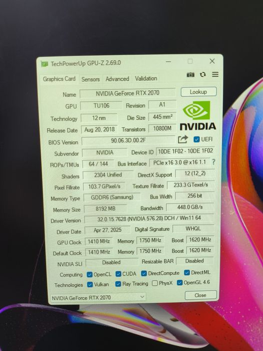 Palit RTX2070 8Gb GDDR6