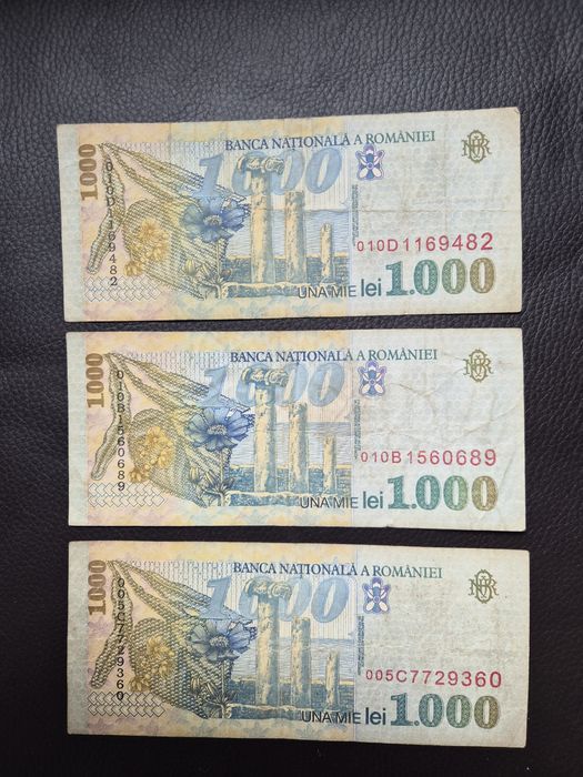 3 bancnote vechi de 1000 lei